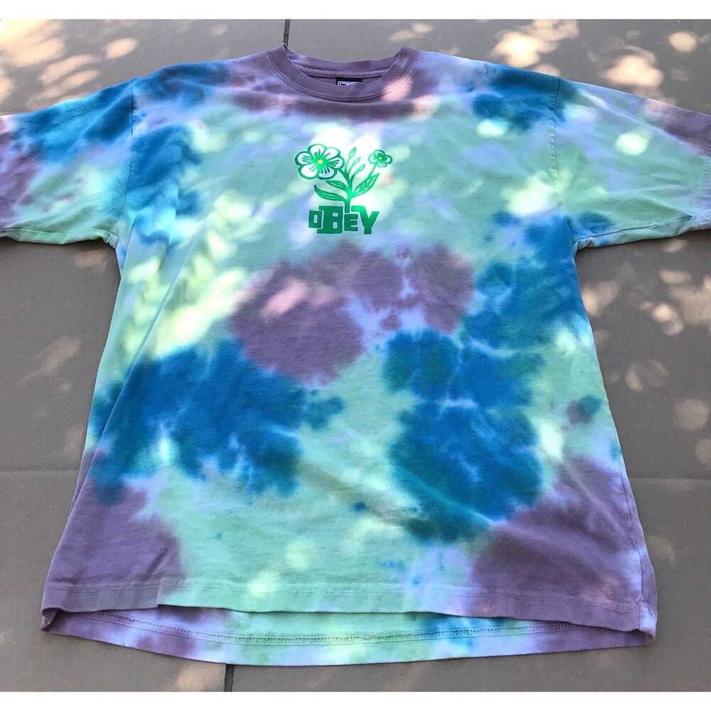 Obey Men's Tie Dye Flower T Shirt Size Large